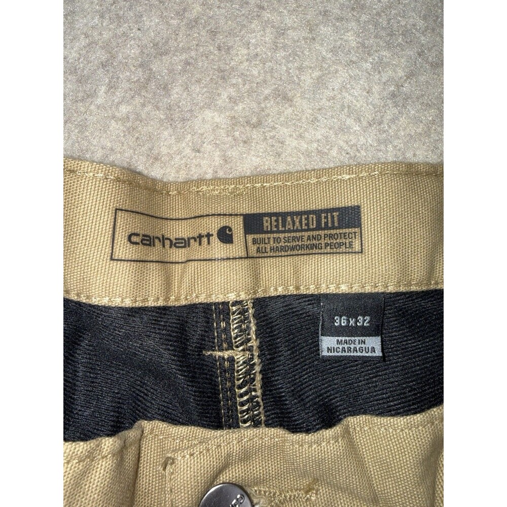 Carhartt Rugged Flex Knit-Lined Relaxed Straight Canvas Pants Beige 36x32 NWT - Picture 5 of 12